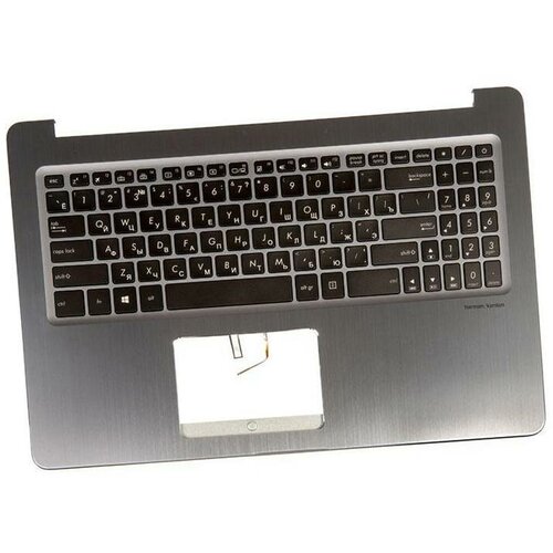 Клавиатура для ноутбука Asus X580VD-1B с топкейсом подсветкой BL grey металл UI раскладка RU лазерная гравировка 2505₽