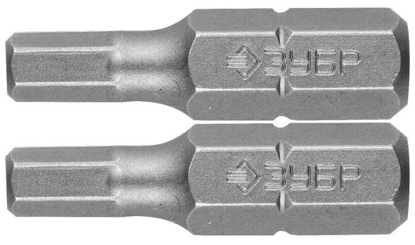 ЗУБР Биты кованые, HEX4, 25мм, . хромомолибденовая сталь,C 1/4", ЗУБР мастер