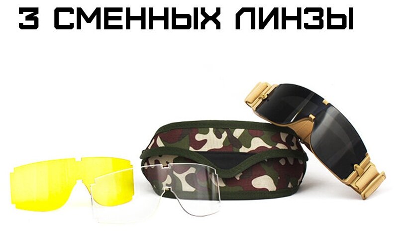 Тактические стрелковые очки со сменными линзами WARSTOCK - фотография № 3