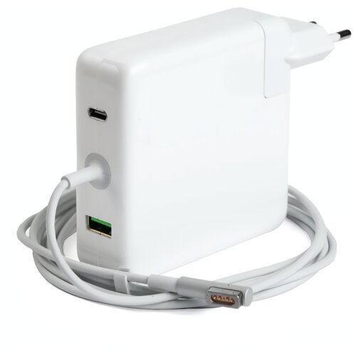 Блок питания (зарядка) iQZiP для ноутбука Apple MacBook Air 14.5V 3.1A (45W) штекер: MagSafe-1 и дополнительными портами USB-A и USB-C 5V 3A (15W) QC3.0 PD2.0 PN: MC747Z/A