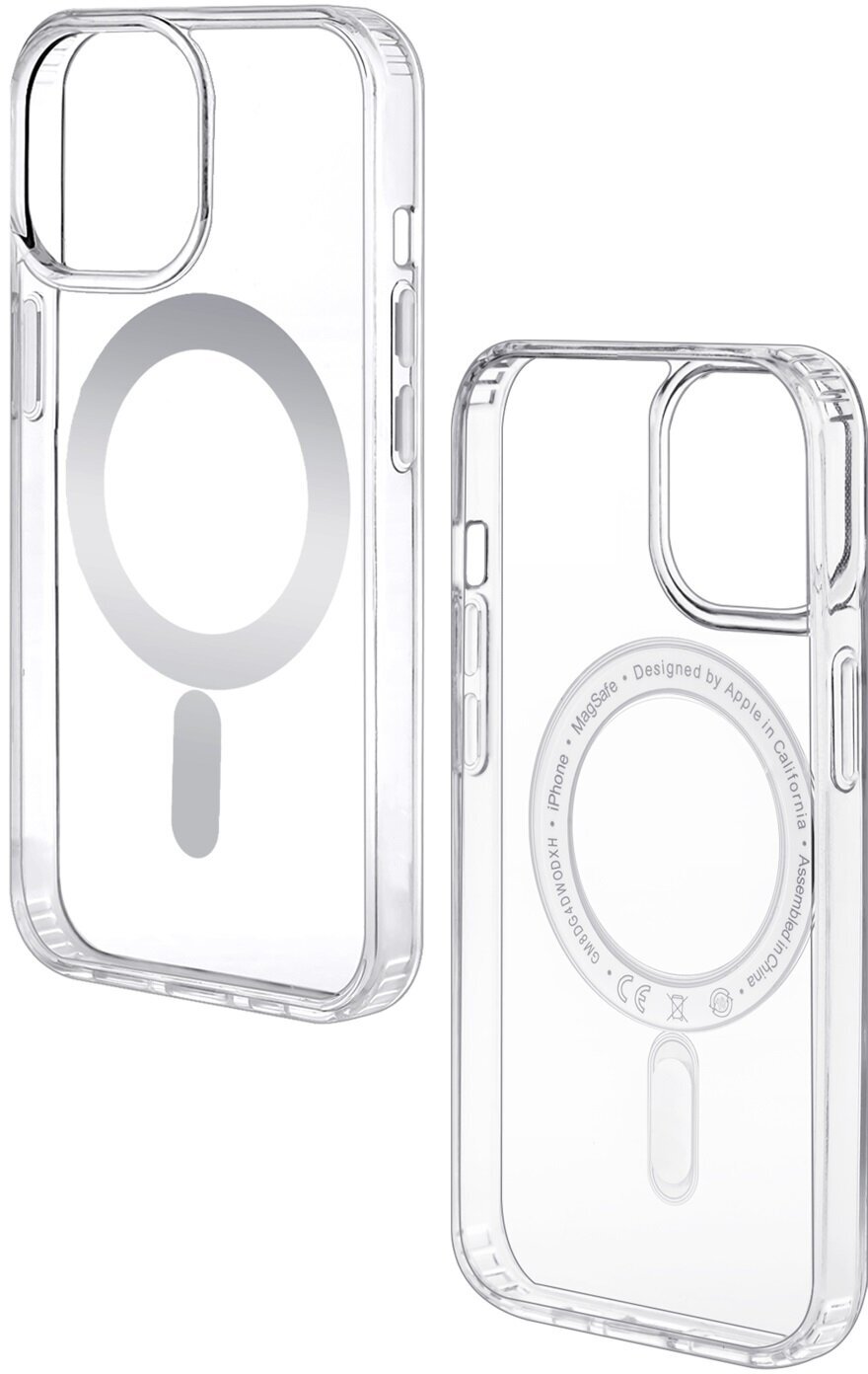 Чехол для iPhone 13 Pro с поддержкой MagSafe/ магсейф на Айфон 13 про для использования магнитных аксессуаров противоударный прозрачный