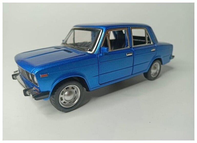 Коллекционная машинка игрушка металлическая Жигули ВАЗ 2106 для мальчиков масштабная модель 1:24 синяя