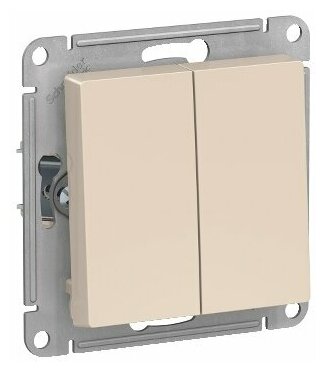 Выключатель Schneider Electric AtlasDesign, 2-клавишный, бежевый, ATN000251, 5 шт. - фотография № 2