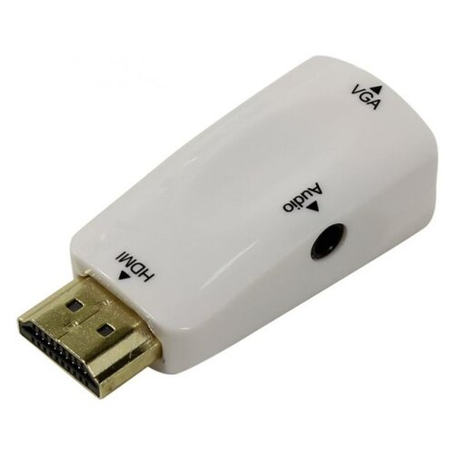 Видео адаптер Orient C119 HDMI на VGA 19M/15F + аудио 3.5 мм белый конвертер hdmi в vga 19m 15f