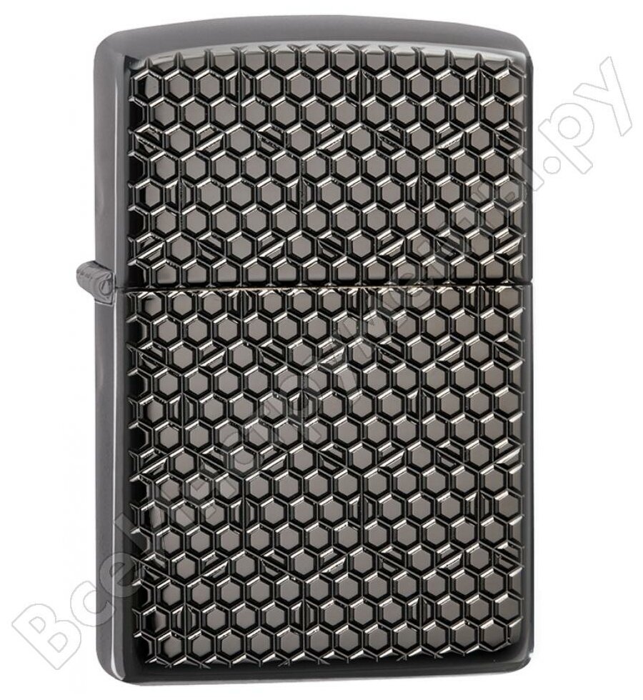 Зажигалка Zippo 49021 Бензиновая Armor Black Ice Hexagon Design - фотография № 1