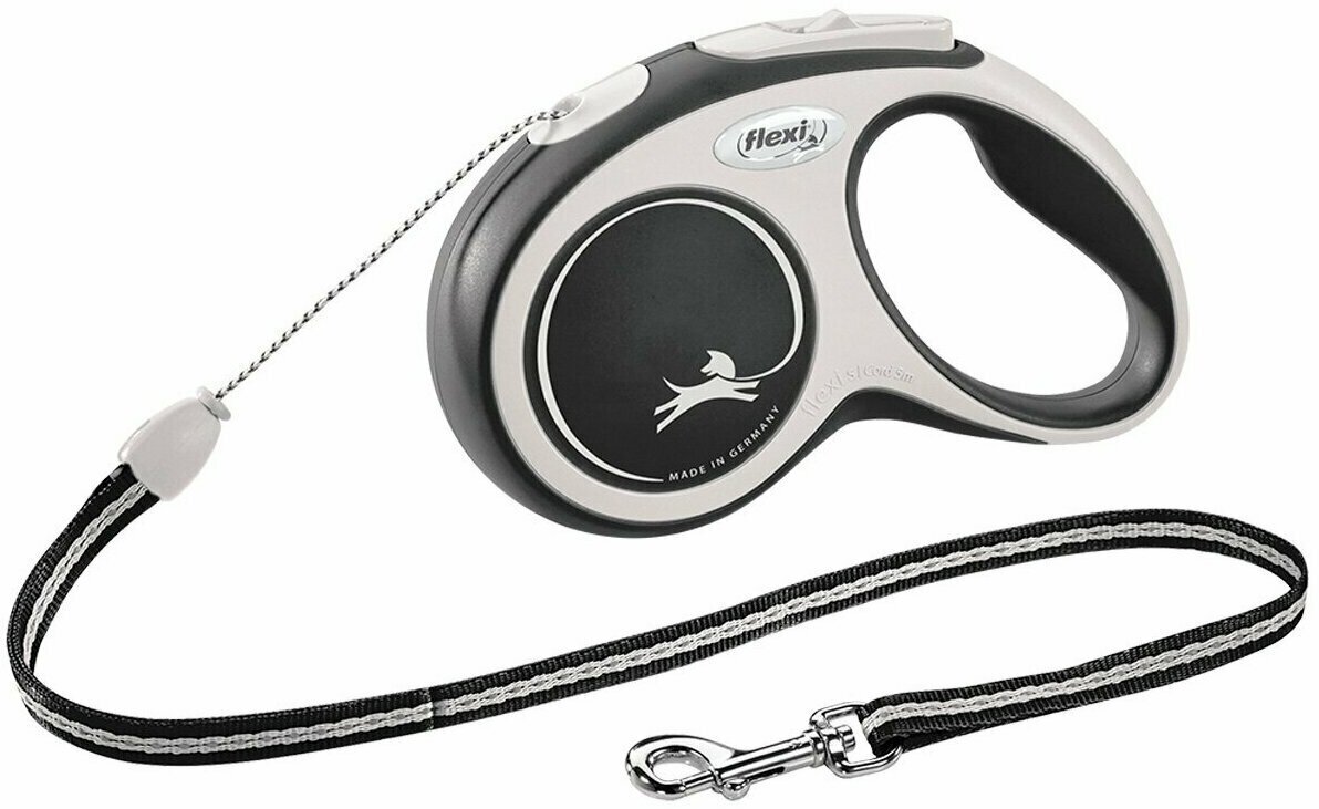 Поводок-рулетка для собак Flexi New Comfort M тросовый черный/серый 5 м