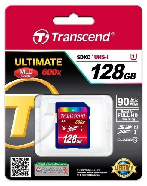 Карта памяти SDXC 128GB Class 10 Transcend TS128GSDXC10U1