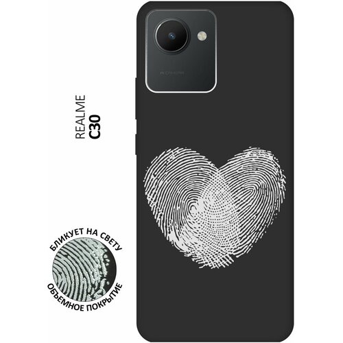 Матовый чехол Lovely Fingerprints W для realme C30 / Рилми С30 с 3D эффектом черный силиконовый чехол с принтом lovely fingerprints для realme c30 рилми с30