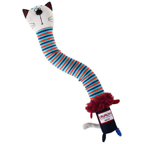 Игрушка для собак GIGWI CRUNCHY NECK Кот с пищалкой с хрустящей шеей 28 см.