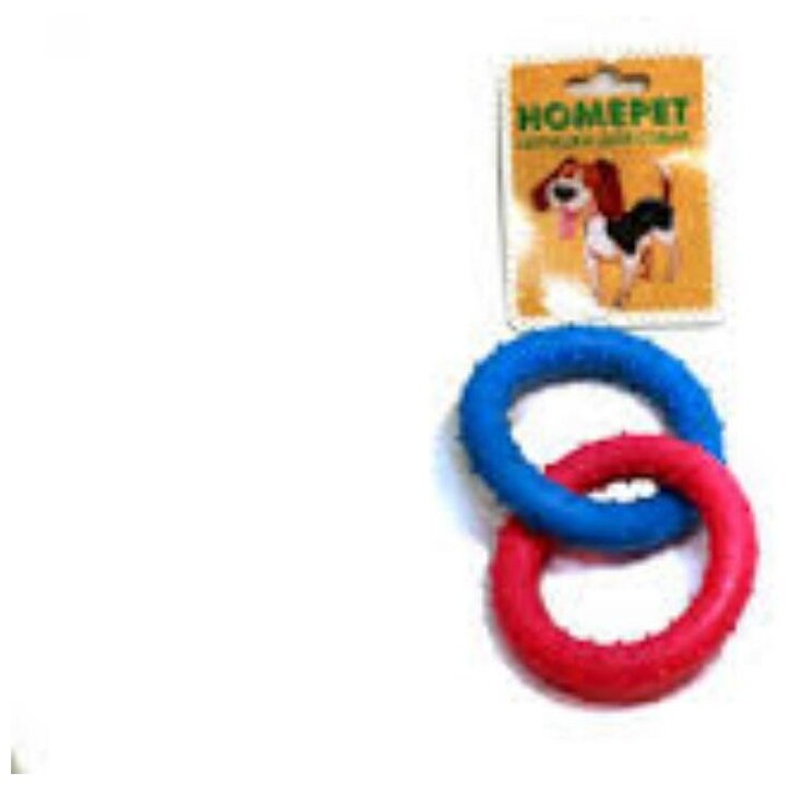 HOMEPET TPR 13 см игрушка для собак два кольца с шипами - фотография № 1