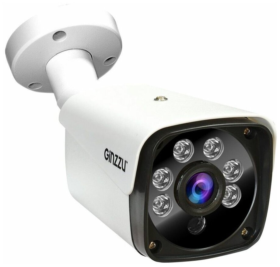 Камера в/наблюдения GINZZU HIB-4303A IP 4.0Mp 3.6mm пуля POE IR 30м IP66 мет