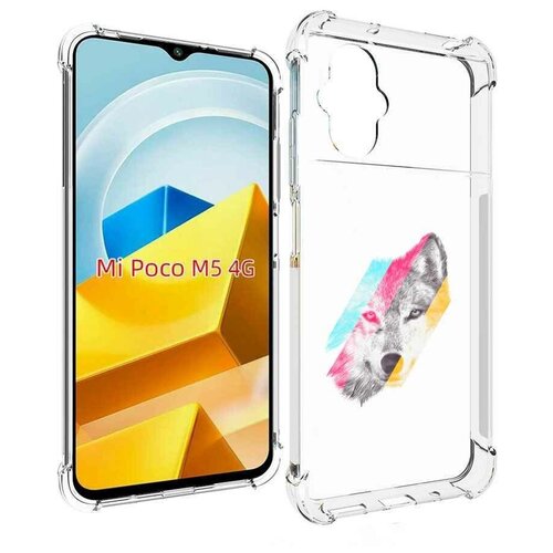 Чехол MyPads волк градиент для Xiaomi Poco M5 задняя-панель-накладка-бампер