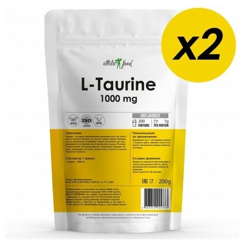 Л-Таурин Atletic Food L-Taurine 1000 mg - 400 грамм, натуральный