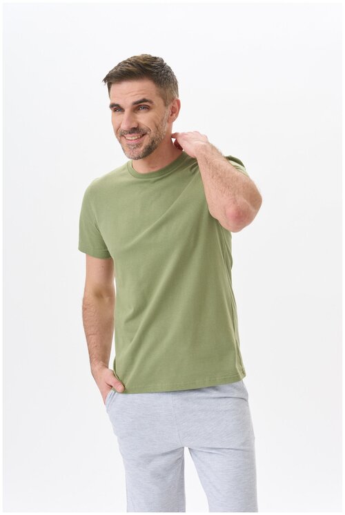 Футболка Uzcotton футболка мужская UZCOTTON однотонная базовая хлопковая, размер 44-46S, зеленый