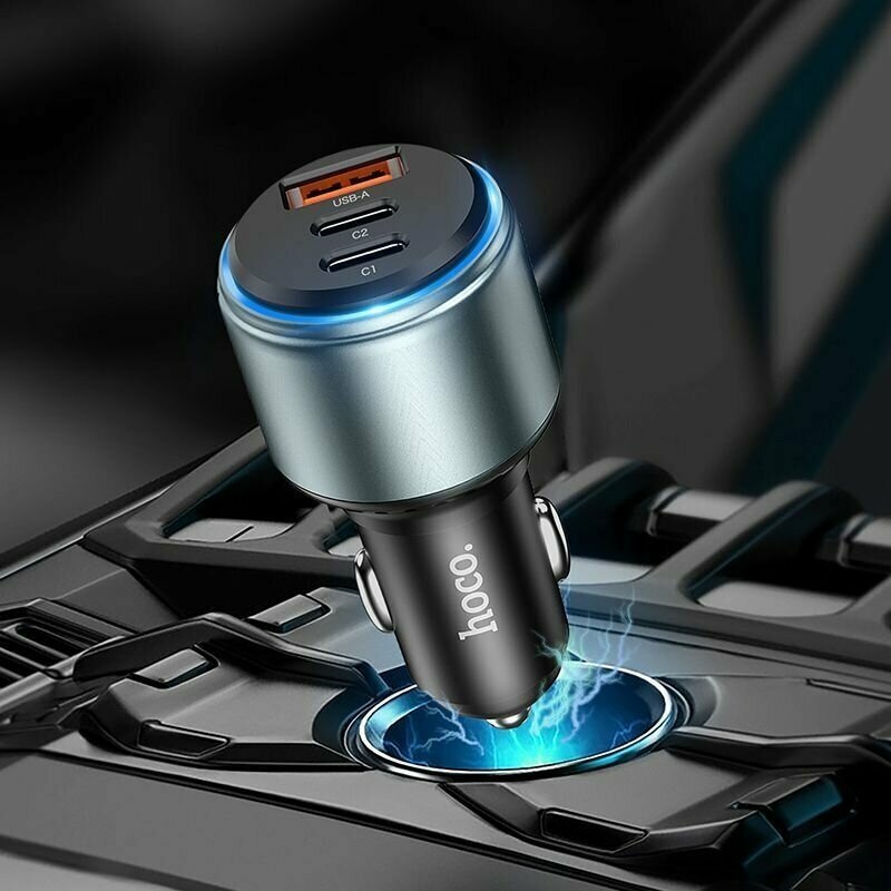 Автомобильное зарядное устройство Hoco NZ9 Galloper Type-C 65W + 30W + USB 18W выход поддержка протоколов быстрой зарядки
