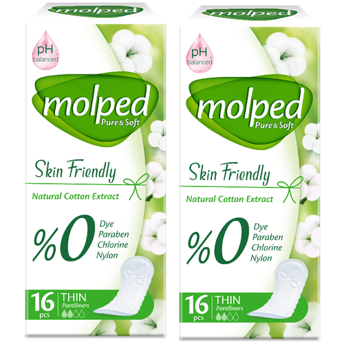 5063097/2 Набор Ежедневные прокладки Pure&Soft Skin Friendly, 16 шт/2 уп, Molped
