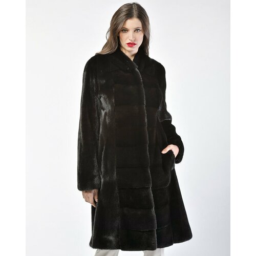 Пальто Manakas Frankfurt, норка, силуэт прилегающий, пояс/ремень, размер 40, черный