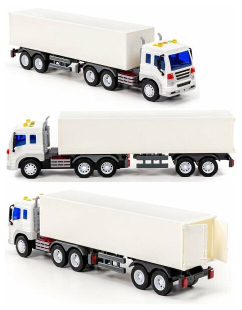 Инерционный грузовик машина фура дальнобойщиков (белая) - 47 см (со звуком, светом)