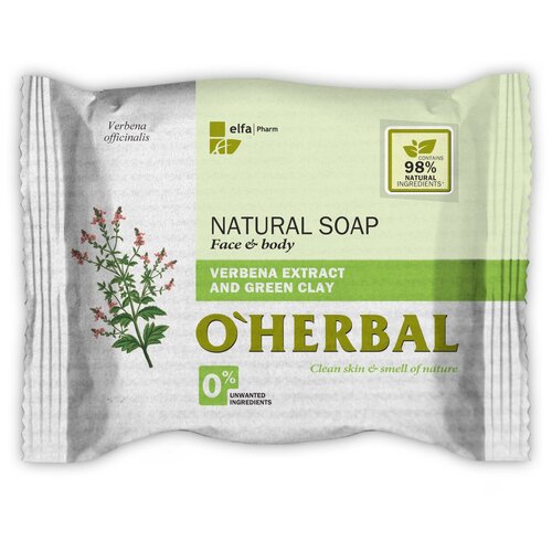 Натуральное мыло с экстрактом вербены и зеленой глиной глиной O'Herbal, 100 г