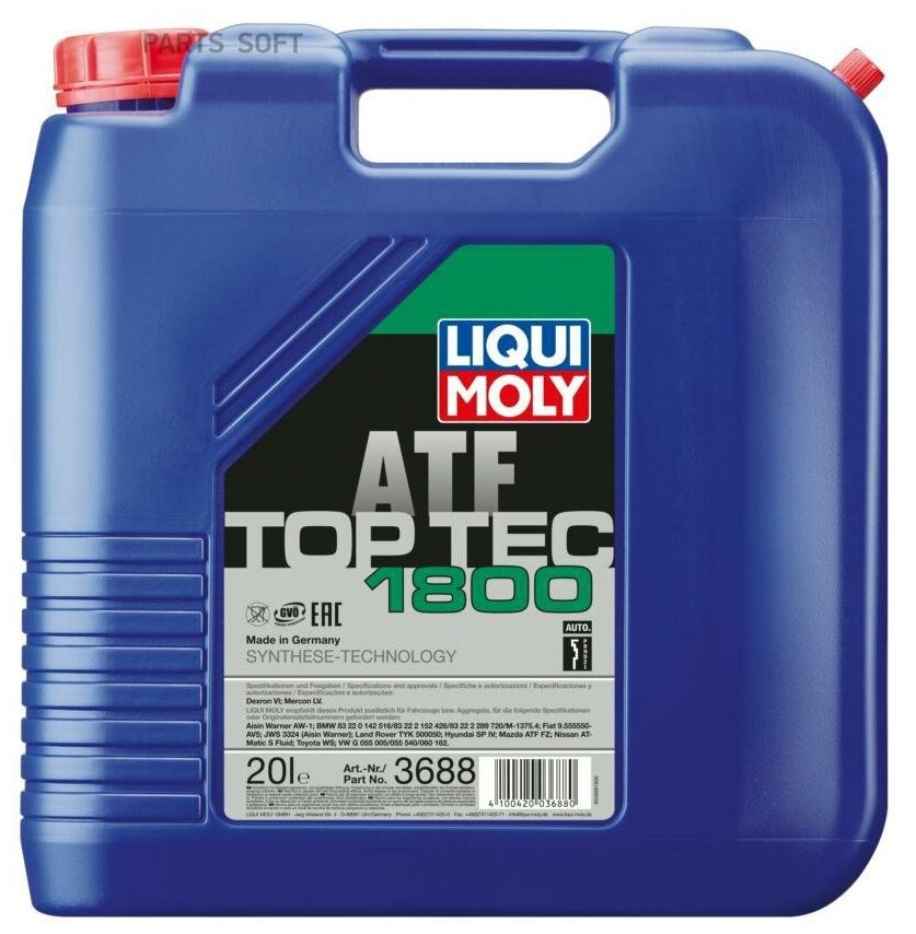 Lm Top Tec Atf 1800 Жидкость Трансмиссионная Акпп (Dexron Vi, Mercon Lv, Sp-Iv, Matic S, Ws) 20л Liqui moly арт. 3688