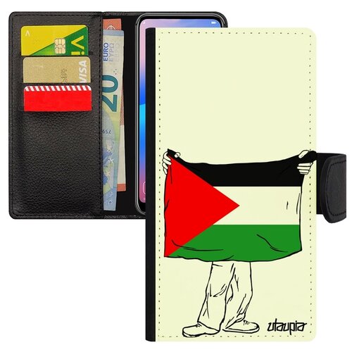 фото Чехол-книжка на мобильный xiaomi mi 8, "флаг палестины с руками" страна туризм utaupia