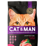 Сухой корм для взрослых кошек с кроликом и овощами полнорационный CAT&MAN 1,9кг - изображение