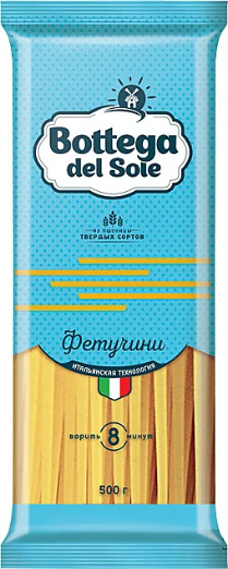 Bottega del Sole, макаронные изделия Фетучини, 500 г (упаковка 20 штук)