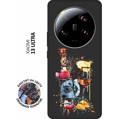 Матовый Soft Touch силиконовый чехол на Xiaomi 13 Ultra, Сяоми 13 Ультра с 3D принтом Aquarelle Wine черный матовый soft touch силиконовый чехол на xiaomi 13 ultra сяоми 13 ультра с 3d принтом grand rabbit черный