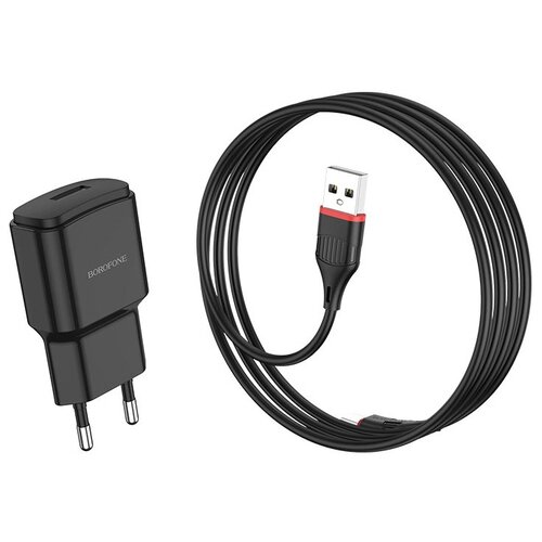 фото Сетевое зарядное устройство с кабелем usb type-c borofone ba48a orion - черное