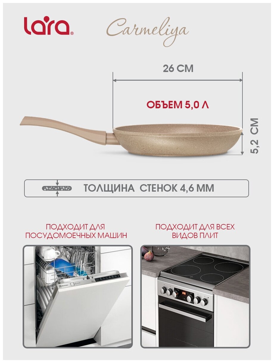 Сковорода Carmeliya <26> с антипригарным покрытием - фотография № 5