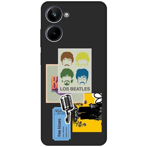 Матовый Soft Touch силиконовый чехол на Realme 10 4G, Рилми 10 4Г с 3D принтом Beatles Stickers черный матовый soft touch силиконовый чехол на realme 7 рилми 7 с 3d принтом beatles stickers черный