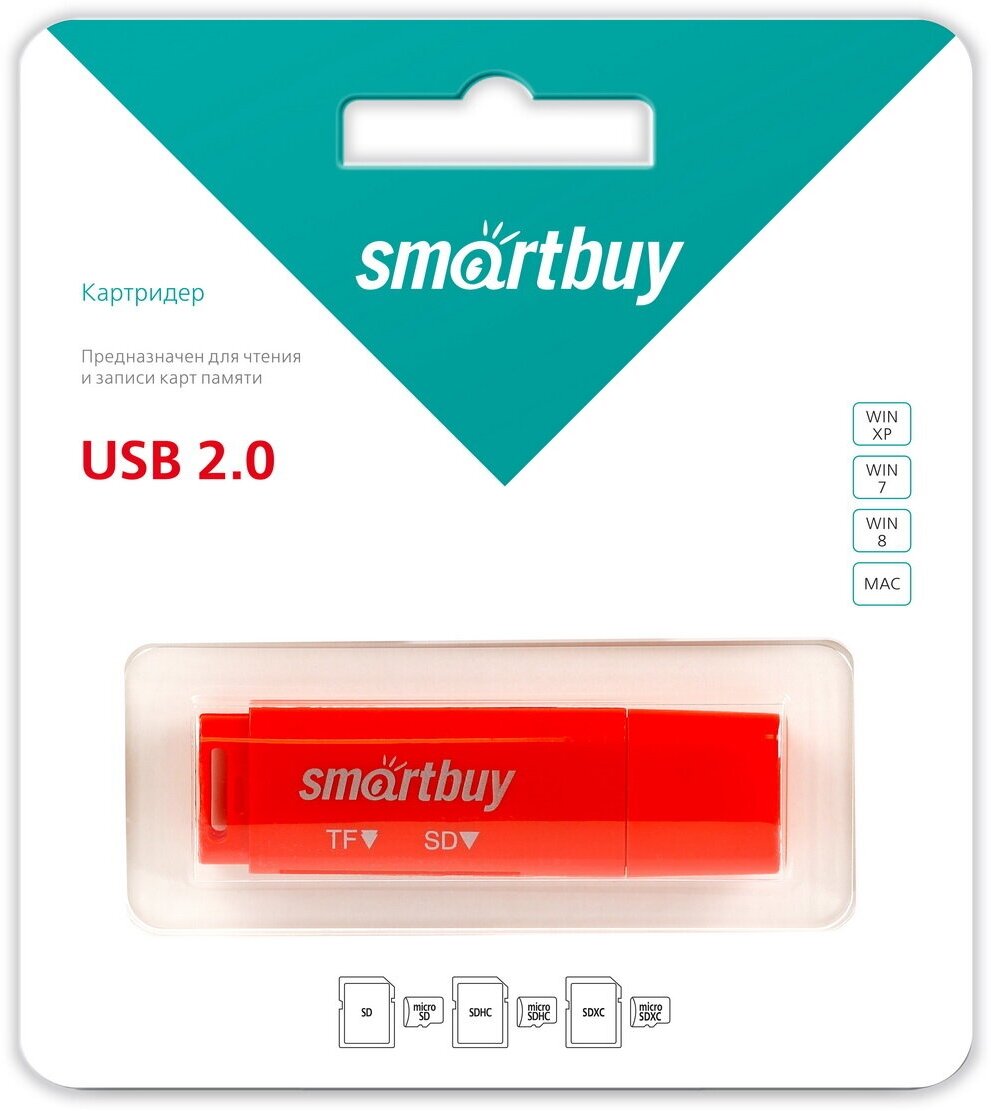 Картридер SBR-715-R, Red, универсальный All in 1, SmartBuy