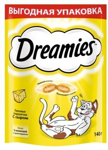 Лакомство Dreamies для кошек, сыр, 140 г - фотография № 1