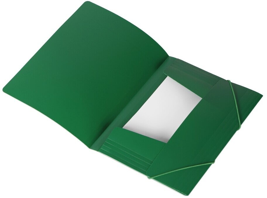 Папка на резинке СТАММ А4, 500 мкм, пластик, зеленая (ММ-32190)