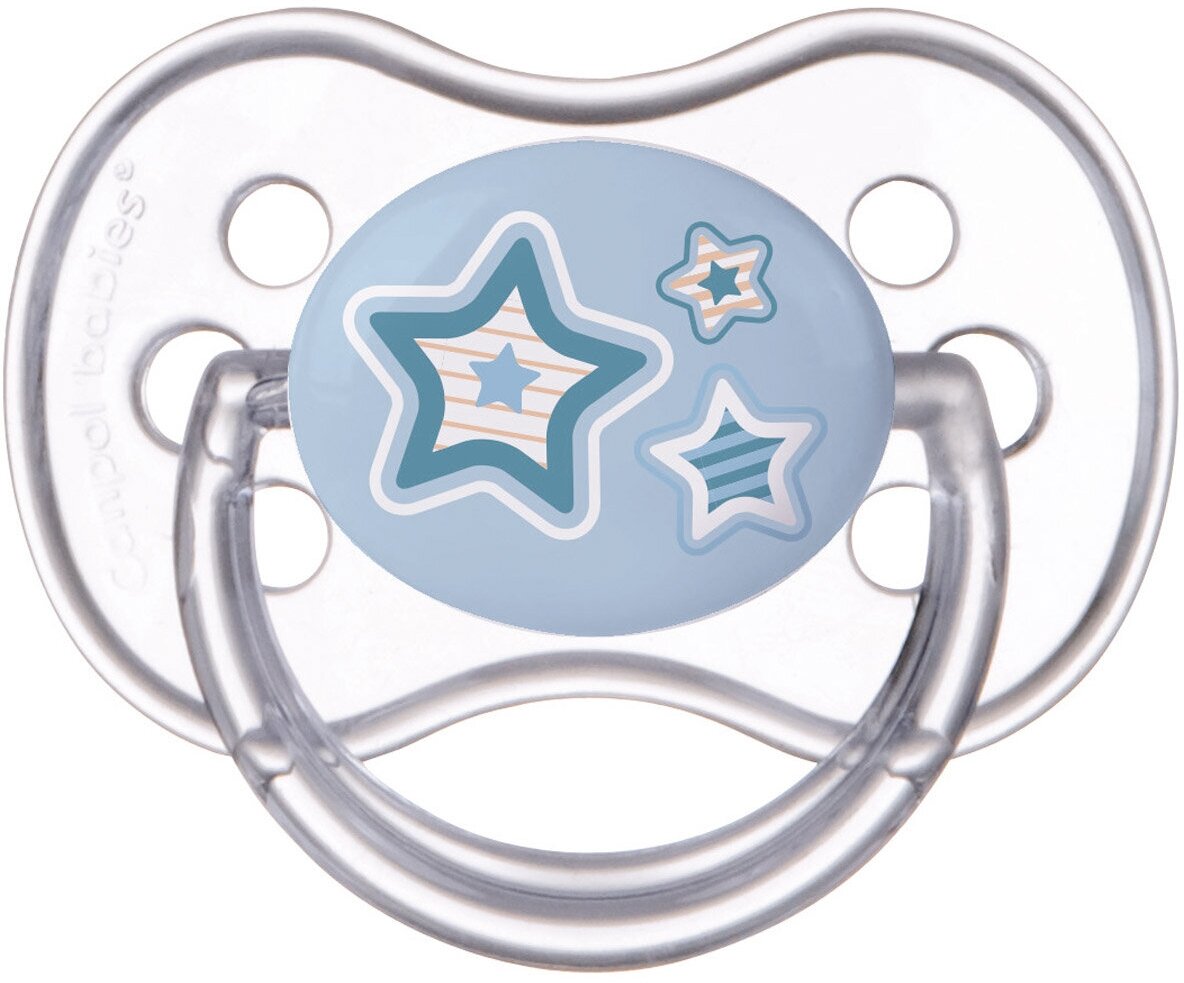 Пустышка круглая силиконовая, 0-6 Newborn baby, цвет: голубой