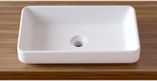 Накладная раковина в ванную Lavinia Boho Bathroom Sink Slim 33311004: умывальник из фарфора 55 см, прямоугольный, цвет глянцевый белый