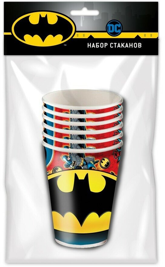 Набор бумажных стаканов ND Play "Batman", 6 шт, 250 мл (279726)