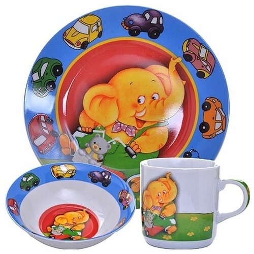 Набор детской посуды Слон 3 предмета 