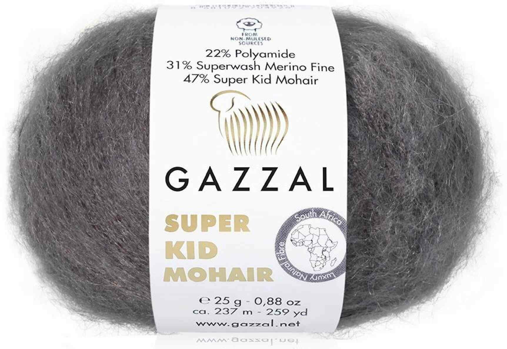 Пряжа Gazzal Super Kid Mohair графит (64432), 31%меринос/47%супер кид мохер/22%полиамид, 237м, 25г, 5шт