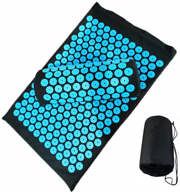 Массажный набор акупунктурный коврик + подушка Comfortex (черно-голубой)