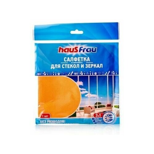 Салфетка из микрофибры HausFrau для стекол и зеркал - 3 шт 456₽