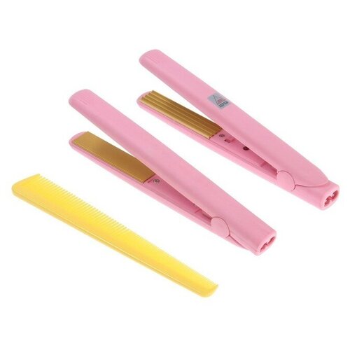 Набор выпрямительщипцы-гофре Luazon LW-28 35 Вт керамическое покрытие до 160 C розовый 168700₽