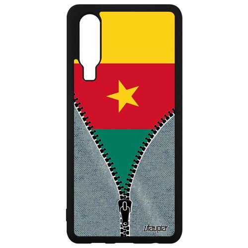 фото Чехол на мобильный huawei p30, "флаг камеруна на молнии" страна государственный utaupia