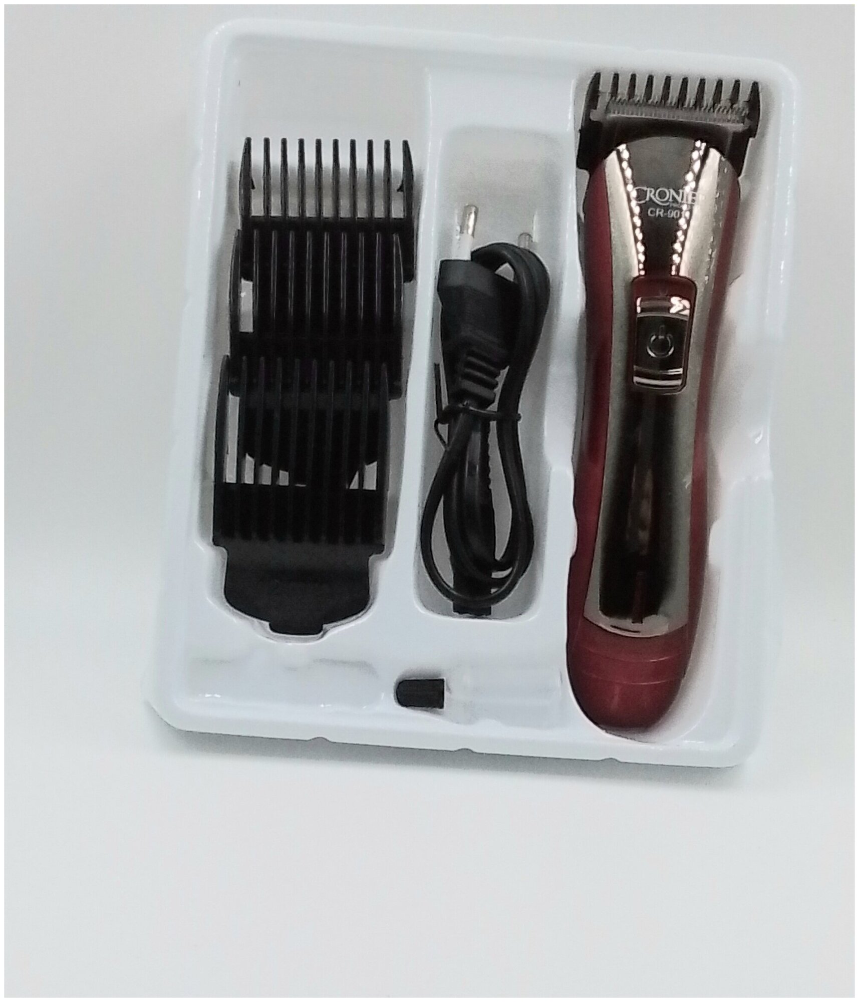 Машинка для стрижки волос Cronier CR-9011, Триммер для стрижки бороды и усов, 4 насадки, Красный - фотография № 9