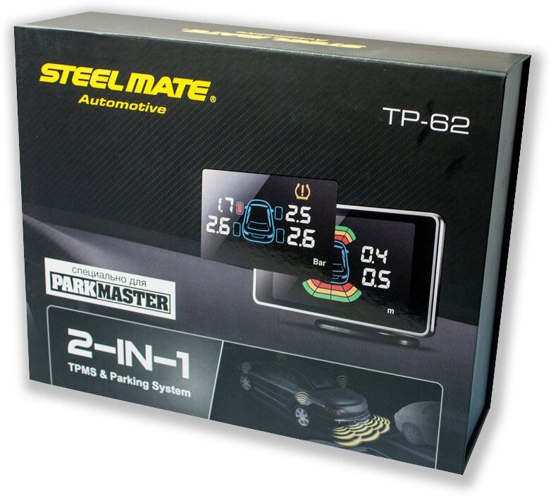 Система контроля давления в шинах + парковочный радар Parkmaster SteelMate TP-62 Black (4 вн. датчика + 6 датчиков парковки)
