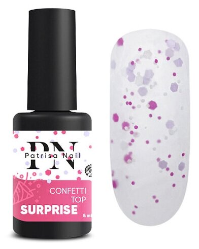 Топ для гель-лака матовый без липкого слоя с шестигранниками Confetti Surprise Patrisa Nail арт. BP160 8 мл