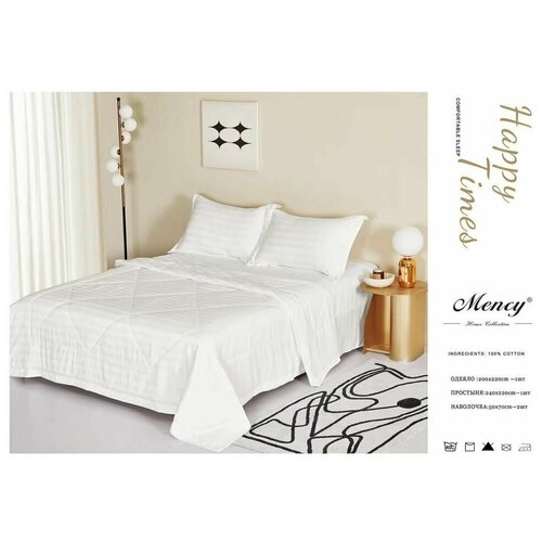 Комплект постельного белья евро Mency с одеялом Страйп-сатин Men-17