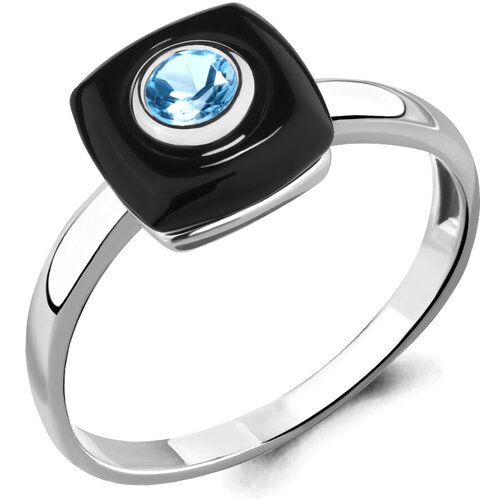 фото Серебряное кольцо aquamarine а6910805 с топазом и керамикой, размер 18 diamant-online