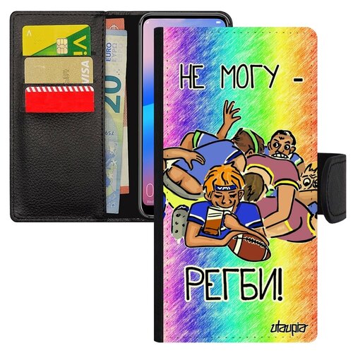 фото Чехол книжка на телефон samsung galaxy a10, "не могу - у меня регби!" спорт карикатура utaupia