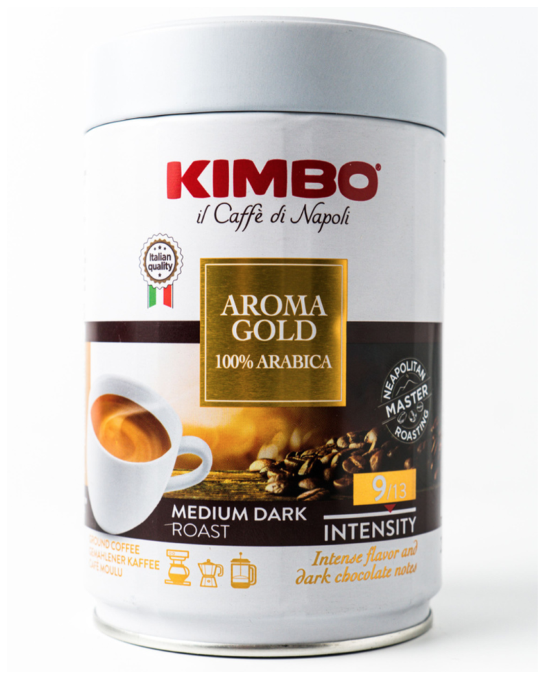 Kimbo Кофе Голд 100% Арабика натуральный жареный молотый 250г ж/б